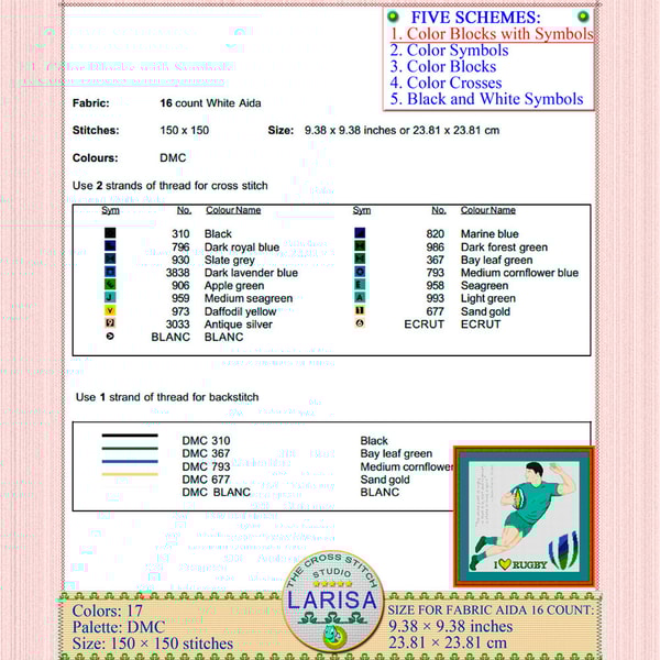 Rugby Cross Stitch Pattern | Rugby Union - Inspire Uplift