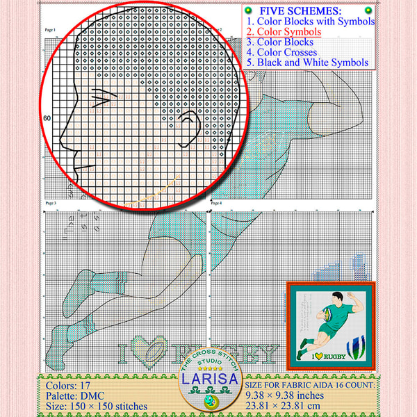Rugby Cross Stitch Pattern | Rugby Union - Inspire Uplift