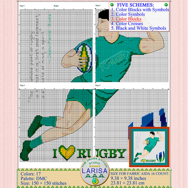 Rugby Cross Stitch Pattern | Rugby Union - Inspire Uplift
