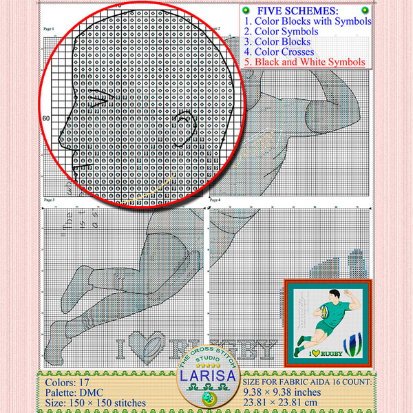 Rugby Cross Stitch Pattern | Rugby Union | Inspire Uplift