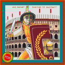 gladiator cross stitch pattern | murmillo | colosseum