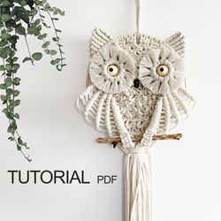 OWL Macrame Pattern Pdf, Wall Hanging Nursery DIY, Owl dream catcher tutorial