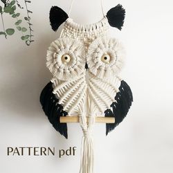 Macrame OWL Pattern Pdf, Wall Hanging Pattern DIY, modern macrame tutorial for beginners