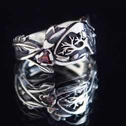Love Crime ring, Hannibal inspired silver ring