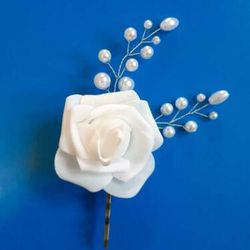 Wedding set of 3 flower bobby pin, Wedding rose bobby pin, White roses hair accessories