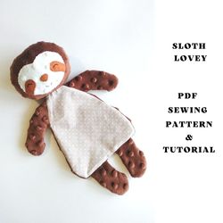 PDF sewing pattern Sloth lovey, security blanket, Baby comforter, Digital Download