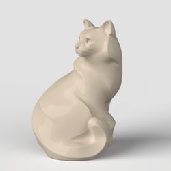 3D Model STL CNC Router file 3dprintable Statuette Sitting Cat