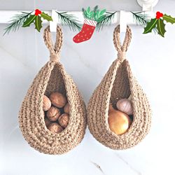 Christmas kitchen gift Kitchen and dining decor Minimalist wall hanging storage baskets set