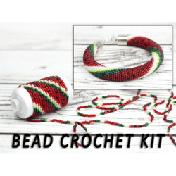 bead crochet kit bracelet, beading kit, adult crafts, diy jewelry kit, diy kit beaded bracelet, crafts kit adults