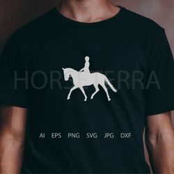 Silhouette images girl on horse. Dressage. SVG file