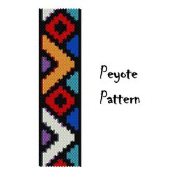 Ethnic Peyote Beaded Pattern, Indian Seed Bead Bracelet Pattern, Seed Beading Patterns PDF