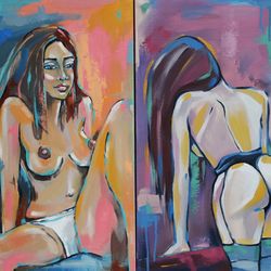 Nude Woman Painting Erotic Original Art Female Body Artwork Sexy Wall Art MADE TO ORDER!