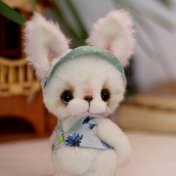 ON ORDER Rabbit Lasil 15 cm rabbit, red hare, bunny, fur rabbit, white hare, fantastic eyes, little bunny, fluffy ears