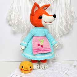Crochet fox pattern  Amigurumi fox pattern PDF in English  Crochet toy fox in dress