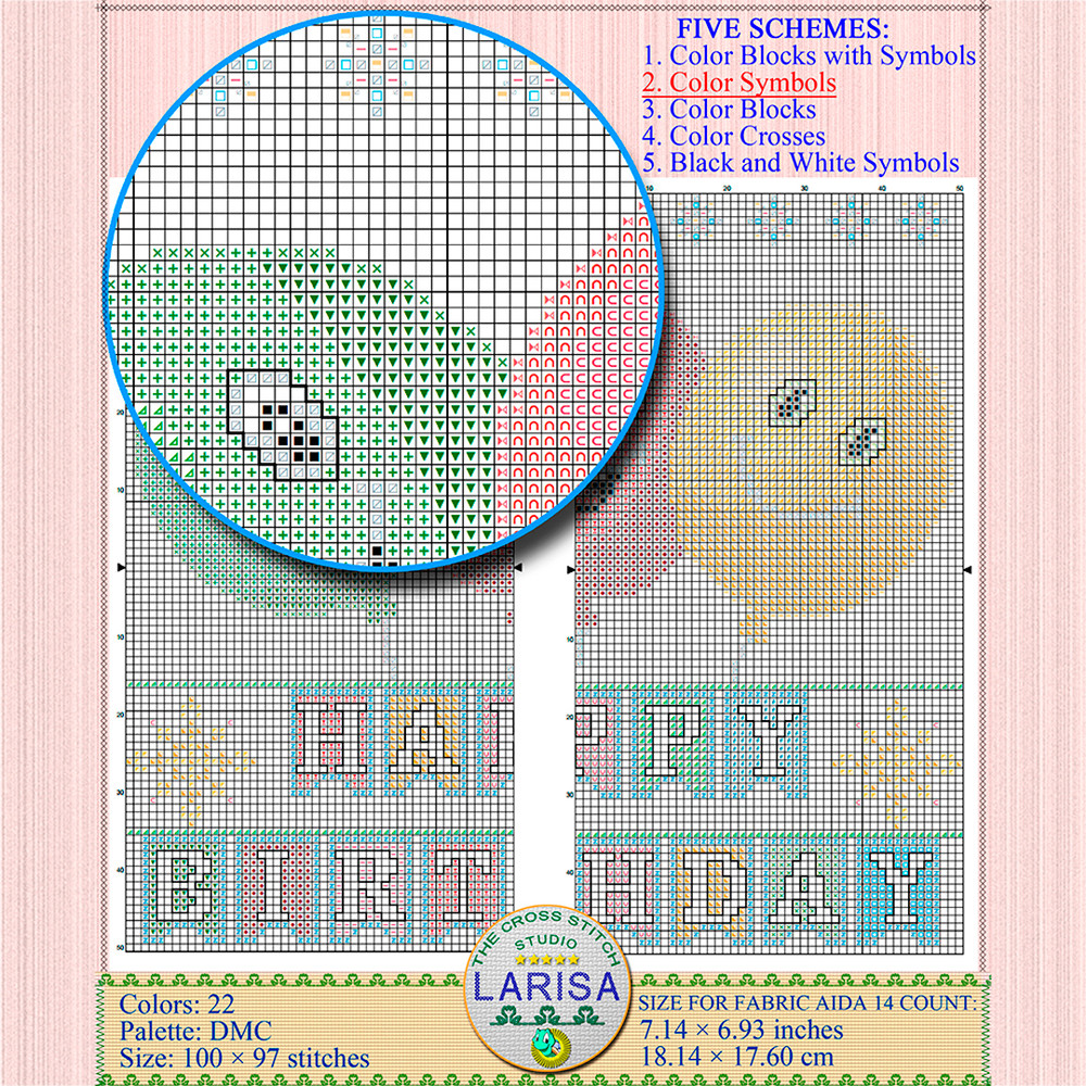 Happy birthday cross stitch pattern