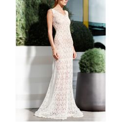 Knit wedding long lace dress hand made custom order
