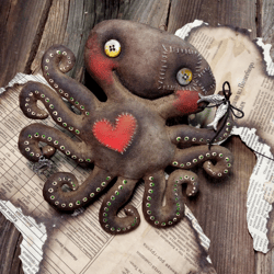 Cheerful octopus with yellow eyes
