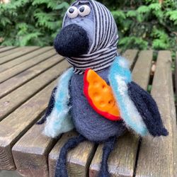 Wool felted crow
