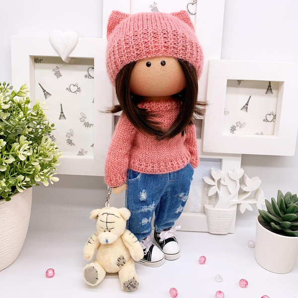 textile-tilda-doll-handmade-interior-dolls-Art-doll-Cloth-Doll-dolls-for-girls-fabric-doll-personalized-doll-parenting-Toys-animals-Dogs-ripped-jean-teddy-bear-
