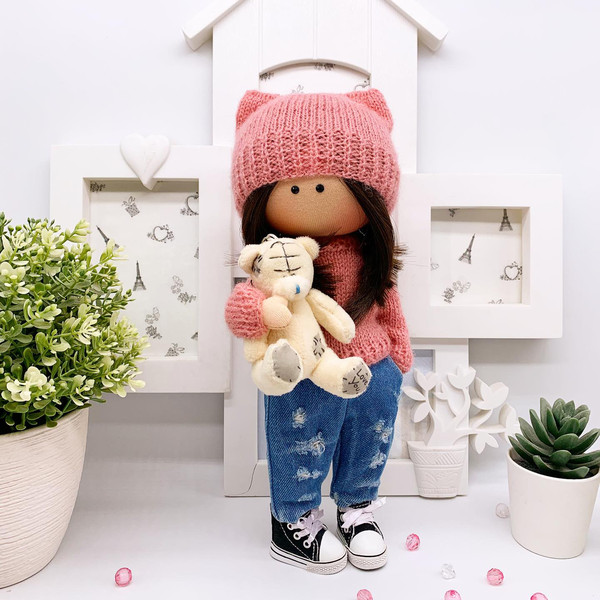 textile-tilda-dolls-handmade-interior-doll-Art-doll-Cloth-Doll-dolls-for-girls-fabric-doll-personalized-doll-parenting-Toys-animals-Dogs-ripped-jean-teddy-bear-