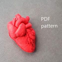 Anatomical heart sewing pattern , felt or plush human heart gift for doctor , stuffed toys DIY