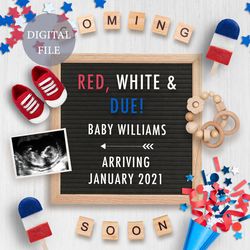 personalised 4th of july digital pregnancy announcement for social media
