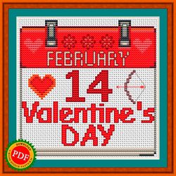 valentine’s day cross stitch pattern | february 14