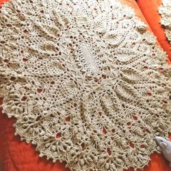 oval jute crochet lace rug. interior lace carpet. cottagecore  wall  decorative rug. handmade rug.