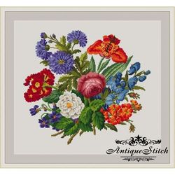 Berlin Woolwork Bouquet 2 Vintage Cross Stitch Pattern PDF