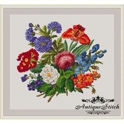 berlin woolwork bouquet 2 vintage cross stitch pattern pdf