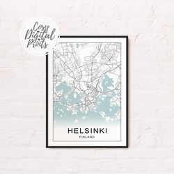 Helsinki DIGITAL Map Print | Helsinki DIGITAL DOWNLOAD Map | Helsinki Printable Map |  Helsinki Wall Art Map