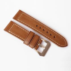Beige watch strap for Panerai, watchband PAM style, watchstrap tan color, genuine leather, handmade