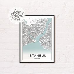 Istanbul DIGITAL Map Print | Istanbul DIGITAL DOWNLOAD Map | Istanbul Printable Map |  Istanbul Wall Art Map