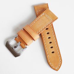 Tan watch strap for Panerai, watchband PAM style, watchstrap peach color, genuine leather, handmade