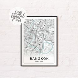 Bangkok DIGITAL Map Print | Bangkok DIGITAL DOWNLOAD Map | Bangkok Printable Map |  Bangkok Wall Art Map