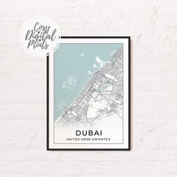 Dubai DIGITAL Map Print | Dubai DIGITAL DOWNLOAD Map | Dubai Printable Map |  Dubai Wall Art Map