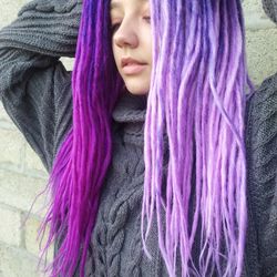 Ombre LILAC dreadlocks Smooth Classic Synthetic dreadlocks extensions, Fake dreads double ended dreads, DE dreads set.