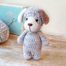 Crochet little puppy, Knitted cute puppy photography props