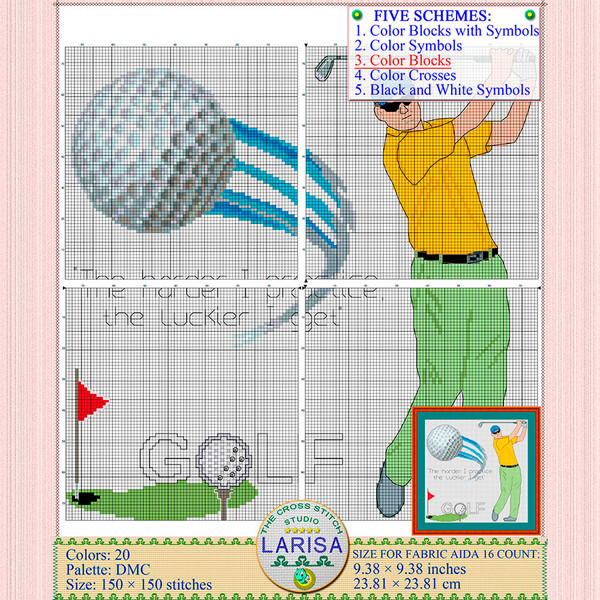 Golfer cross stitch pattern