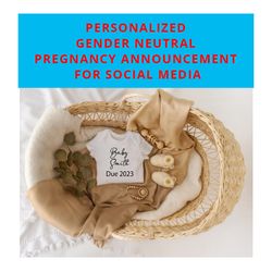 Personalized Pregnancy Announcement Social Media Baby Announcement  Editable Digital  Baby Announcement Custom