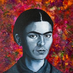 Frieda Kahlo Portrait Frida Original Oil Painting Artist Portrait Impasto Oil Painting by Nadya Ya
