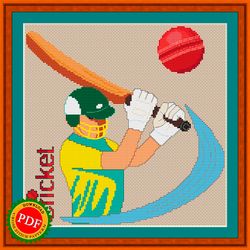 Cricket Cross Stitch Pattern | Cricketer | Cricket Player