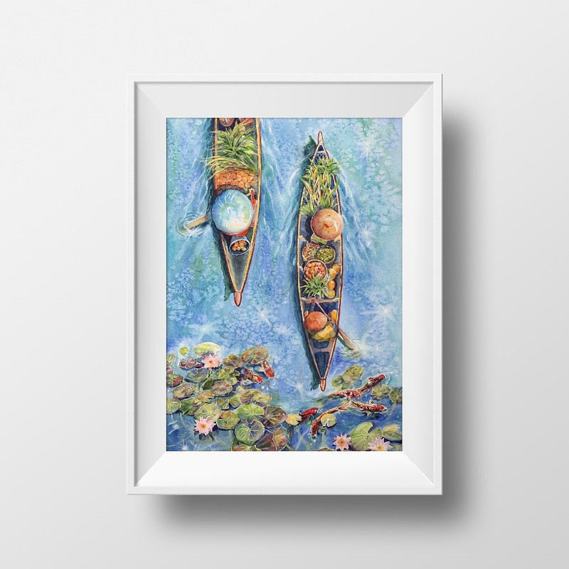 poster wall decor summer bright landscape Asian boats print 3.jpg