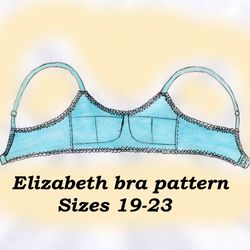 Bra pattern wireless, Elizabeth, Sizes 19-23, Wirefree bra pattern, Bra pattern small size, Linen bra sewing pattern