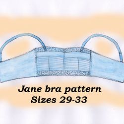 Wireless bra pattern plus size, Jane, Sizes 29-33, Plus size bra pattern, Non stretch bra pattern plus size