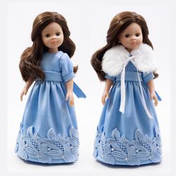 paola reina doll clothes, long doll dress with lace for 13 inch doll, exclusive clothes for dolls, doll clothes, dress