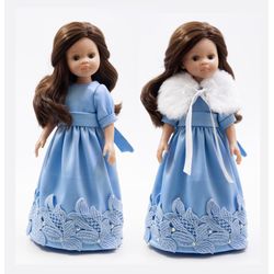 Paola Reina doll clothes, Long doll dress with lace for 13 inch doll, Exclusive clothes for dolls