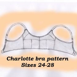 Wireless bra pattern plus size, Charlotte, Sizes 24-28, Cotton bra pattern, Linen bra pattern, Non stretch bra pattern