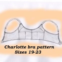 Wirefree bra sewing pattern, Charlotte, Sizes 19-23, Cotton bra sewing pattern, Linen  bra sewing pattern