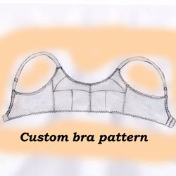 Custom bra pattern, Charlotte, Wireless bra sewing pattern, Support bra pattern plus size, Bra pattern all size